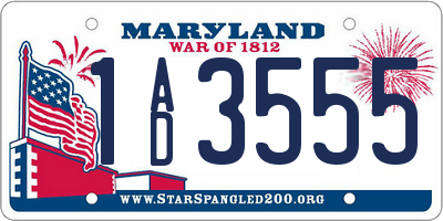 MD license plate 1AD3555
