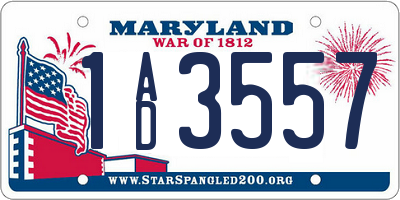 MD license plate 1AD3557