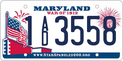 MD license plate 1AD3558