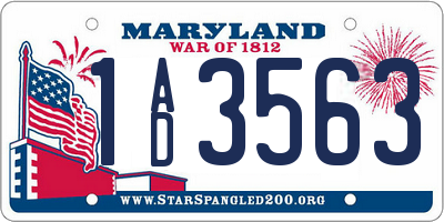 MD license plate 1AD3563