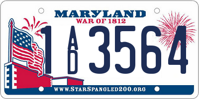 MD license plate 1AD3564
