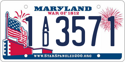MD license plate 1AD3571