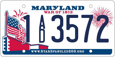 MD license plate 1AD3572