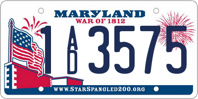 MD license plate 1AD3575