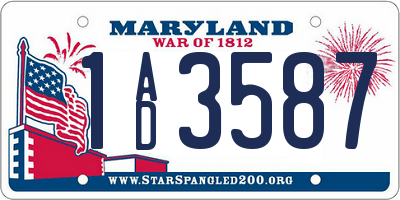 MD license plate 1AD3587