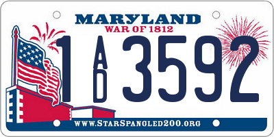 MD license plate 1AD3592