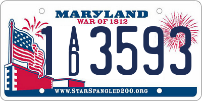 MD license plate 1AD3593