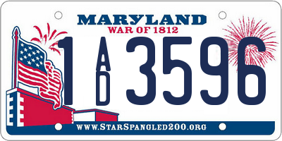 MD license plate 1AD3596