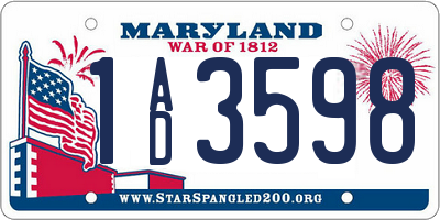 MD license plate 1AD3598