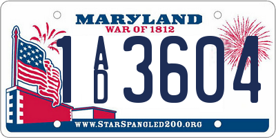 MD license plate 1AD3604