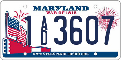 MD license plate 1AD3607