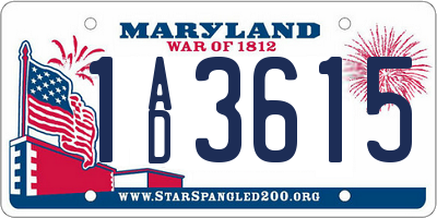 MD license plate 1AD3615