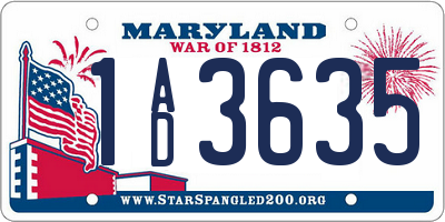 MD license plate 1AD3635
