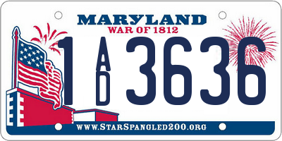 MD license plate 1AD3636