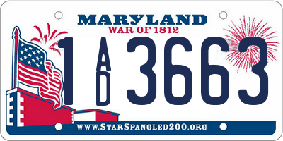 MD license plate 1AD3663