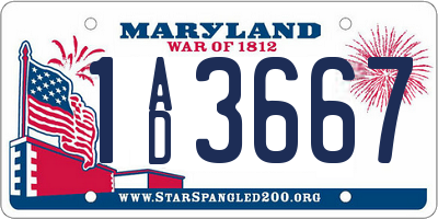 MD license plate 1AD3667