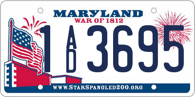 MD license plate 1AD3695
