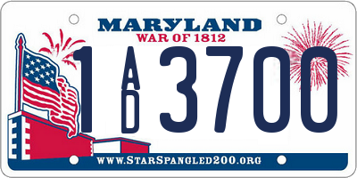 MD license plate 1AD3700