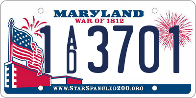 MD license plate 1AD3701