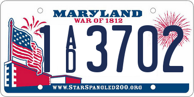 MD license plate 1AD3702