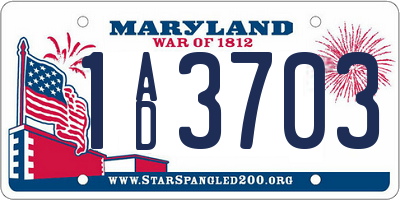 MD license plate 1AD3703