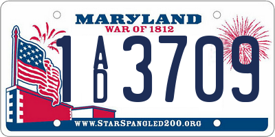 MD license plate 1AD3709