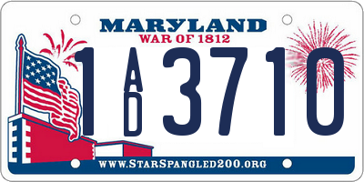 MD license plate 1AD3710
