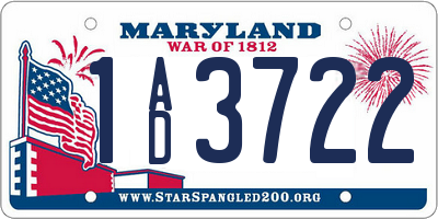 MD license plate 1AD3722