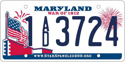 MD license plate 1AD3724