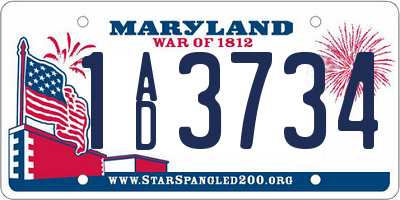 MD license plate 1AD3734