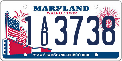 MD license plate 1AD3738
