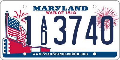 MD license plate 1AD3740