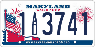 MD license plate 1AD3741