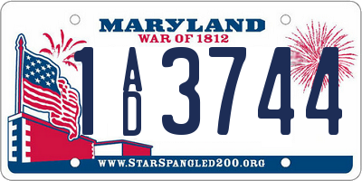 MD license plate 1AD3744