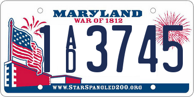 MD license plate 1AD3745
