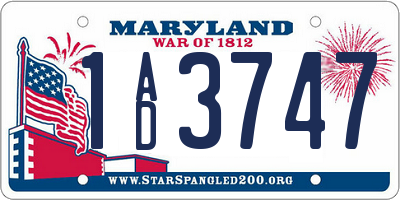 MD license plate 1AD3747