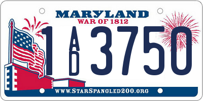 MD license plate 1AD3750