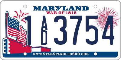 MD license plate 1AD3754