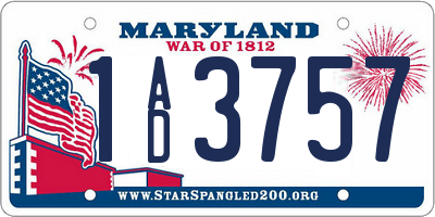 MD license plate 1AD3757