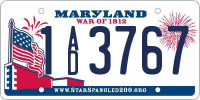 MD license plate 1AD3767