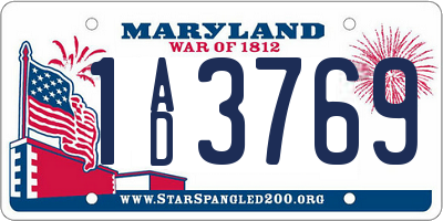 MD license plate 1AD3769