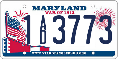 MD license plate 1AD3773
