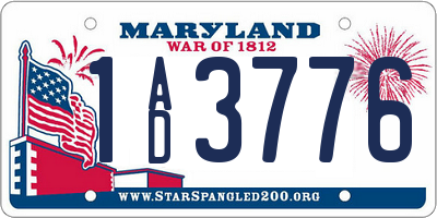 MD license plate 1AD3776