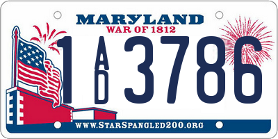 MD license plate 1AD3786