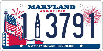 MD license plate 1AD3791