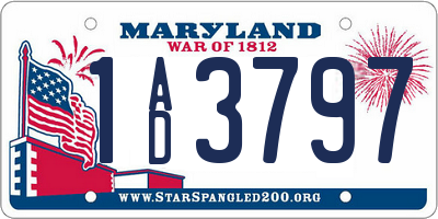 MD license plate 1AD3797