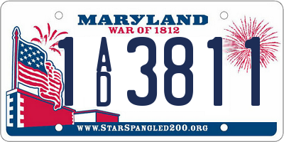 MD license plate 1AD3811