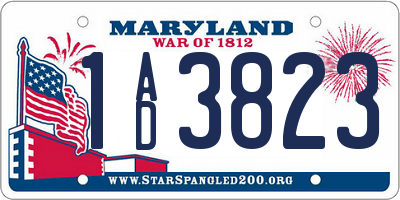 MD license plate 1AD3823