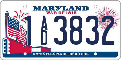 MD license plate 1AD3832
