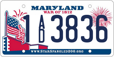 MD license plate 1AD3836